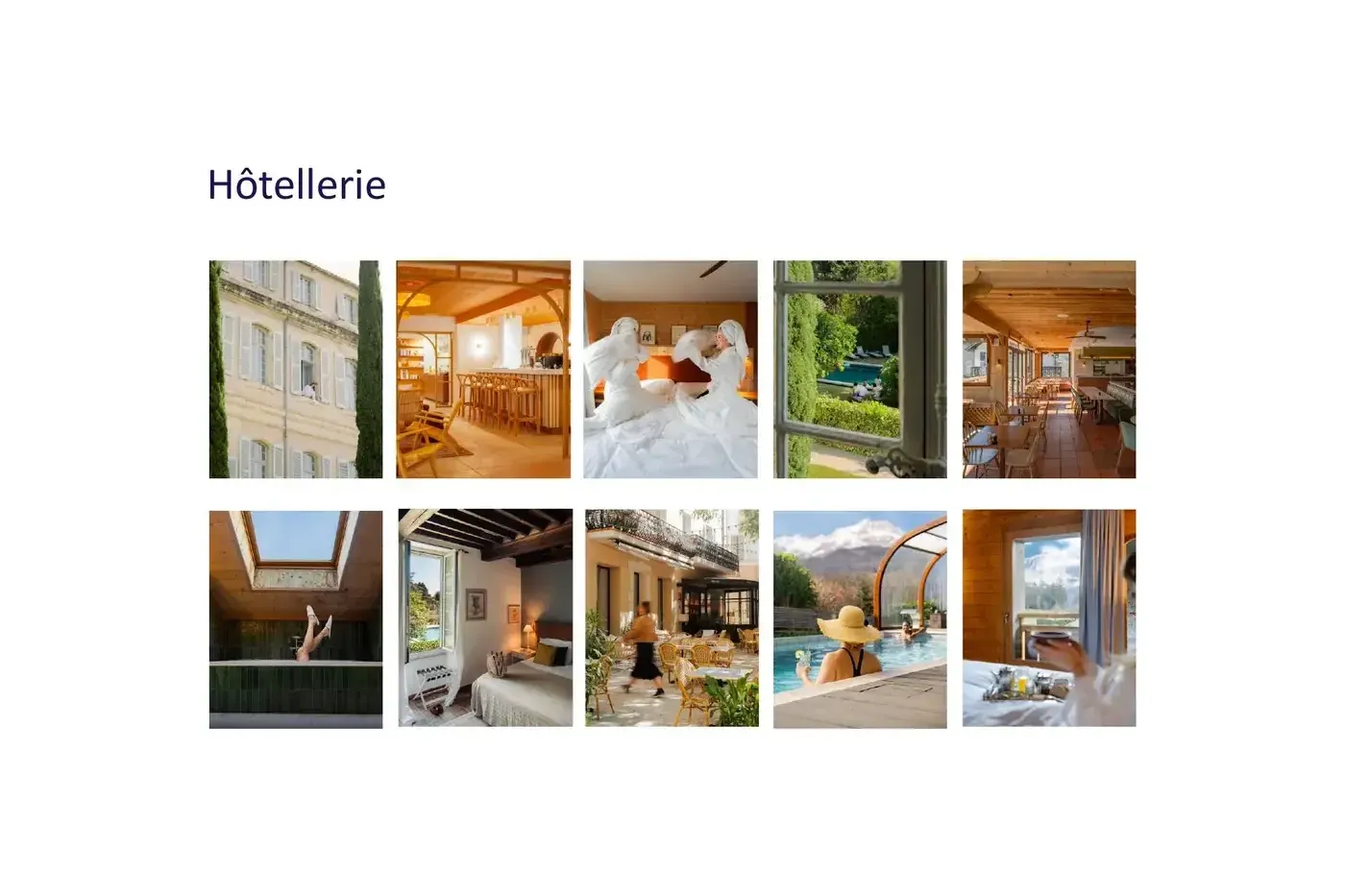 Planche de photos d'hôtellerie réalisées par BICPOM